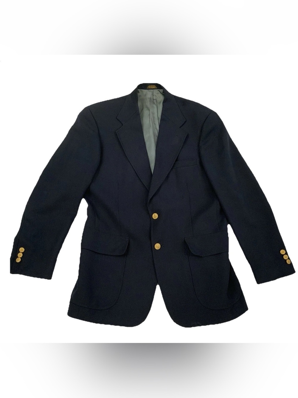 Stafford Navy Blue Wool Blend Sport Coat Gold Buttons Suit Jacket Blazer 38R